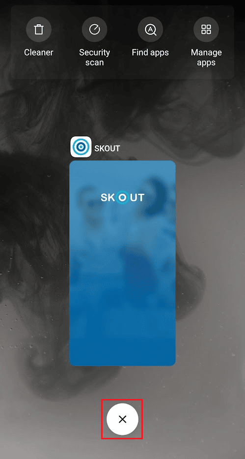 Tocca l'icona X in basso per cancellare le app dalla sezione delle app recenti | Come iscriversi a Skout