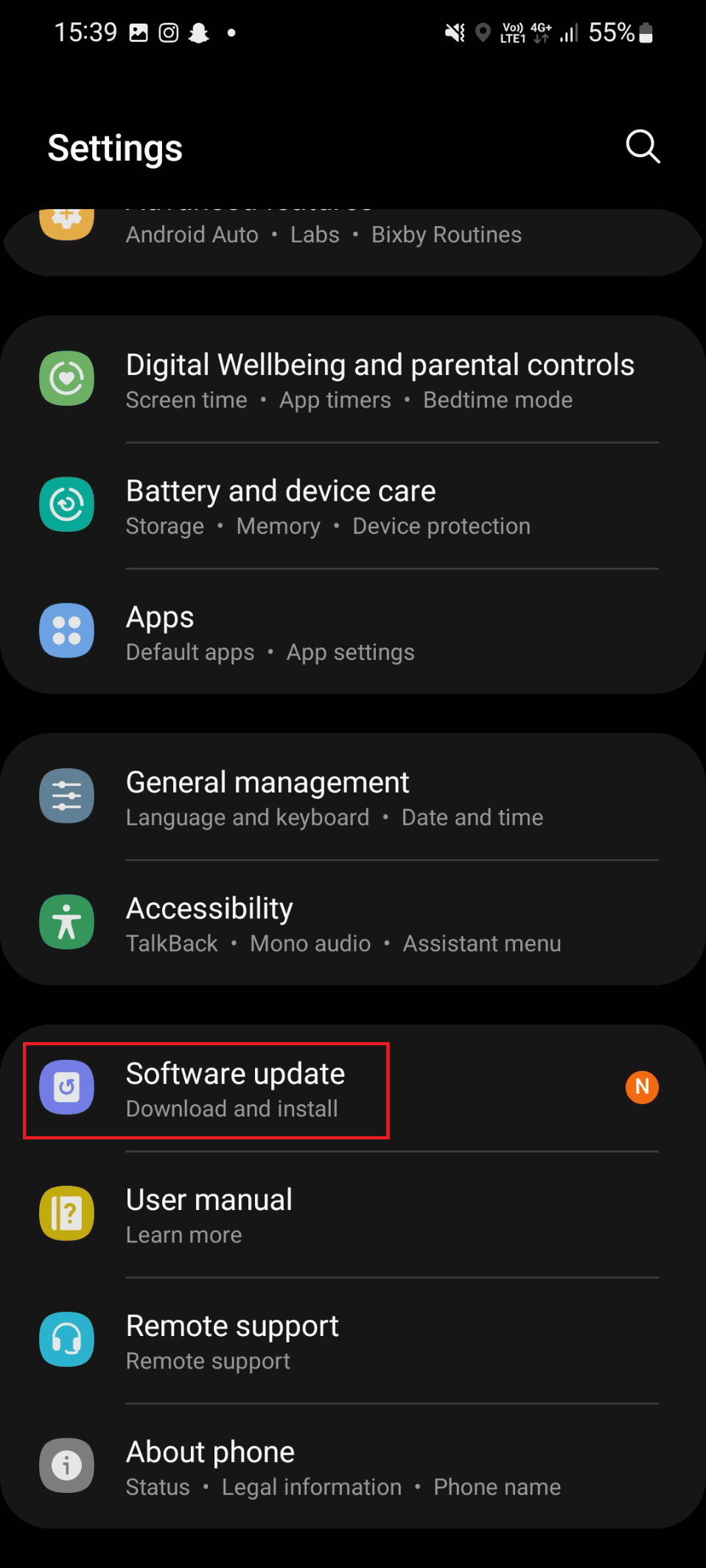 actualizare software în setări. Remediați apelurile WiFi care nu funcționează pe Android