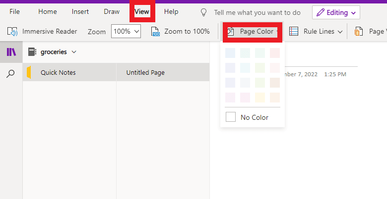 Vá para visualizar e alterar a cor do seu OneNote. Como criar e usar modelos no OneNote