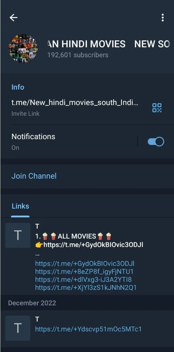 Nouvelle chaîne Telegram de films en hindi du sud de l'Inde