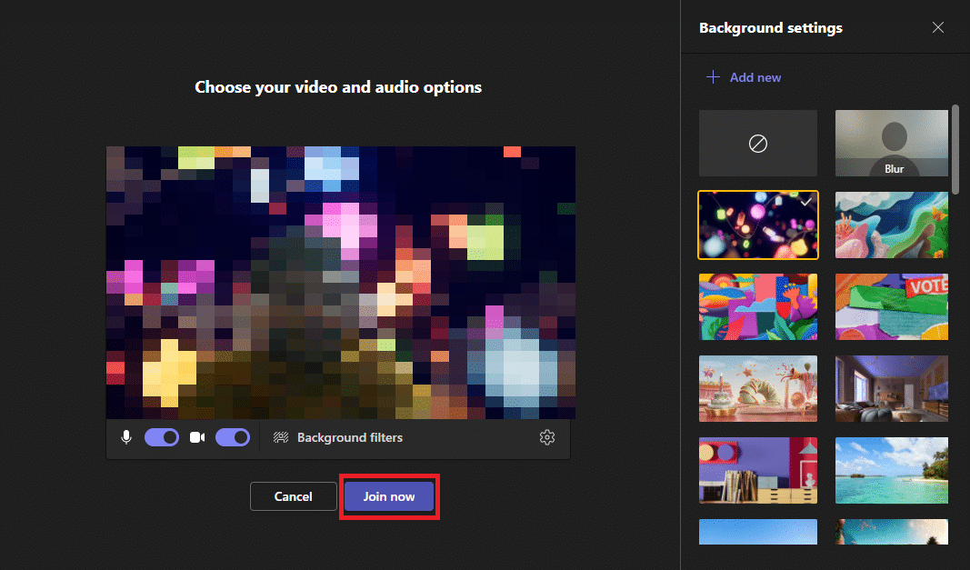 нажмите «Присоединиться сейчас», чтобы присоединиться к собранию | изменить фон для собрания Teams