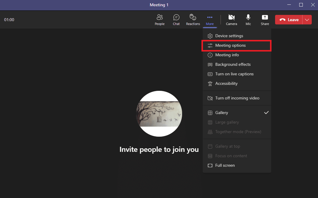 haga clic en Opciones de reunión. 9 formas de arreglar el uso compartido de pantalla de Microsoft Teams que no funciona