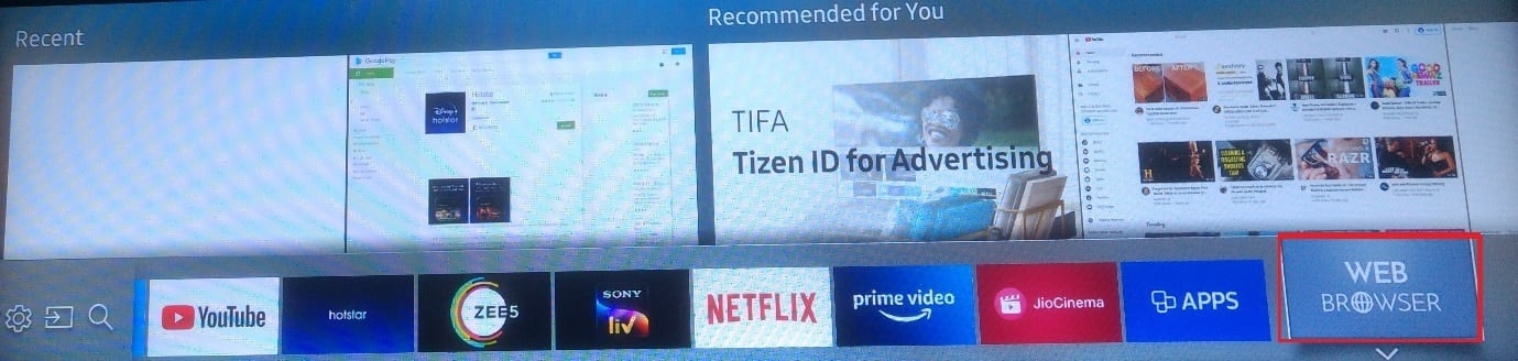 Opsi Browser Web Samsung Smart TV