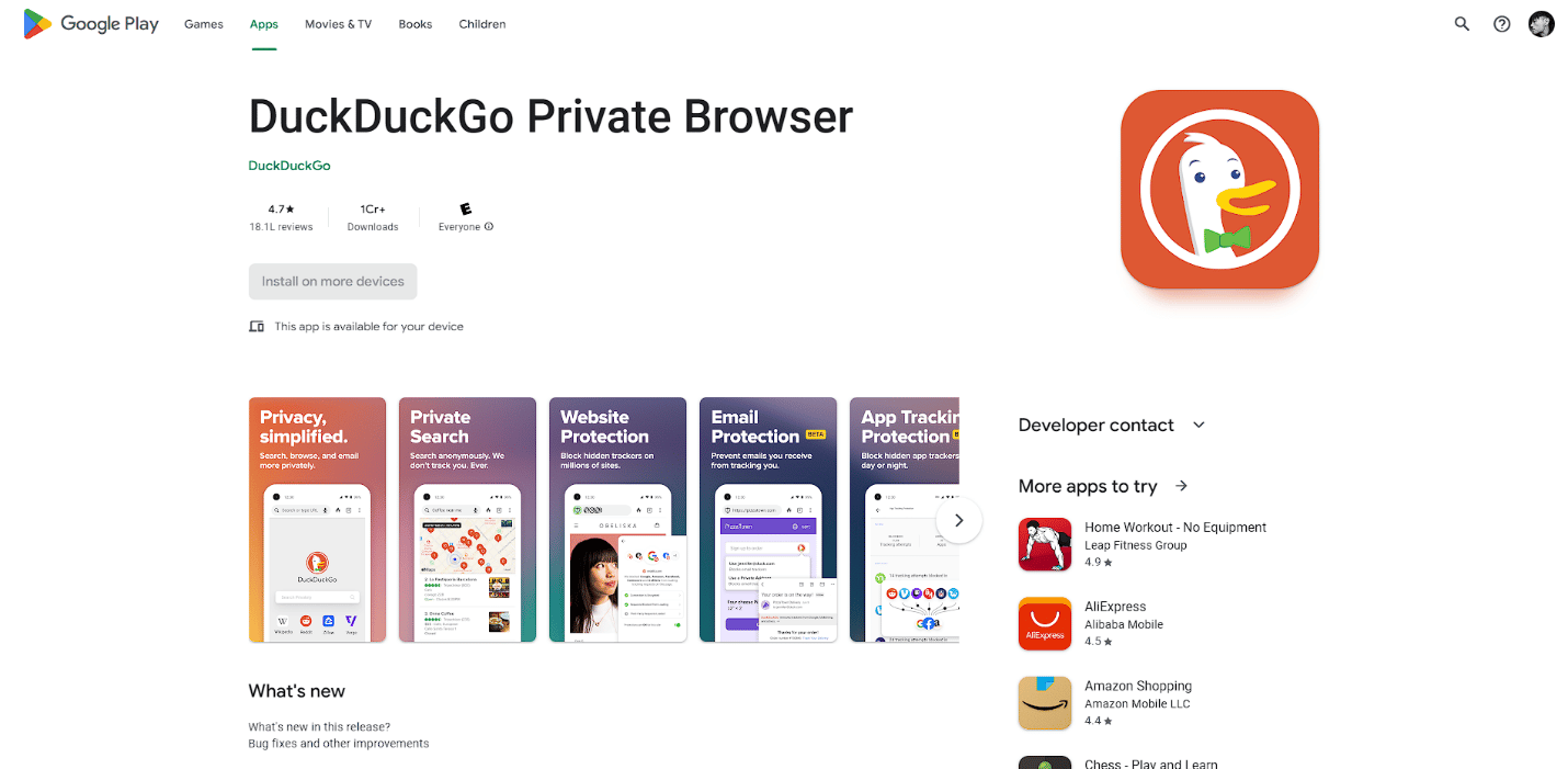 DuckDuckGo-Browser Play Store