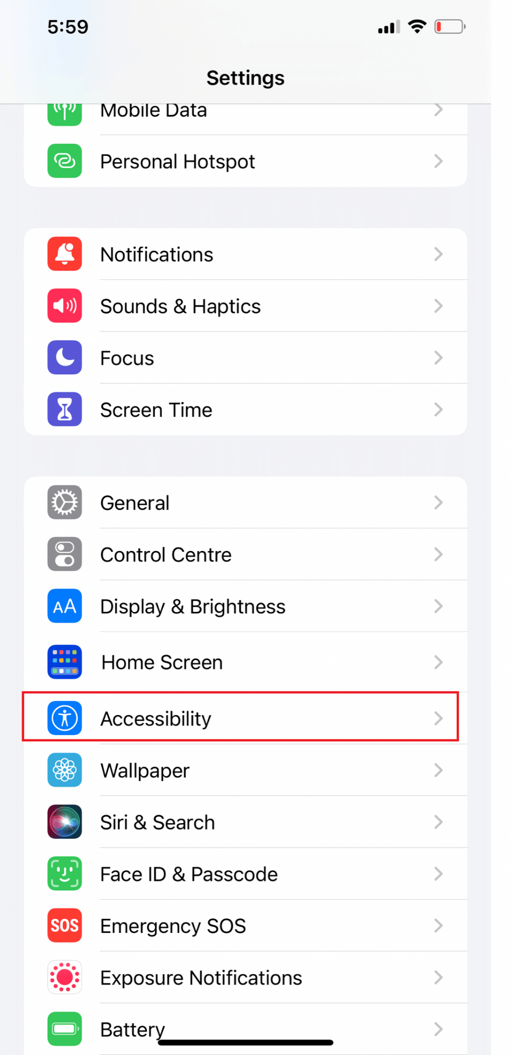 アクセシビリティを選択 | iPhone 11でゴーストタッチを修正する方法