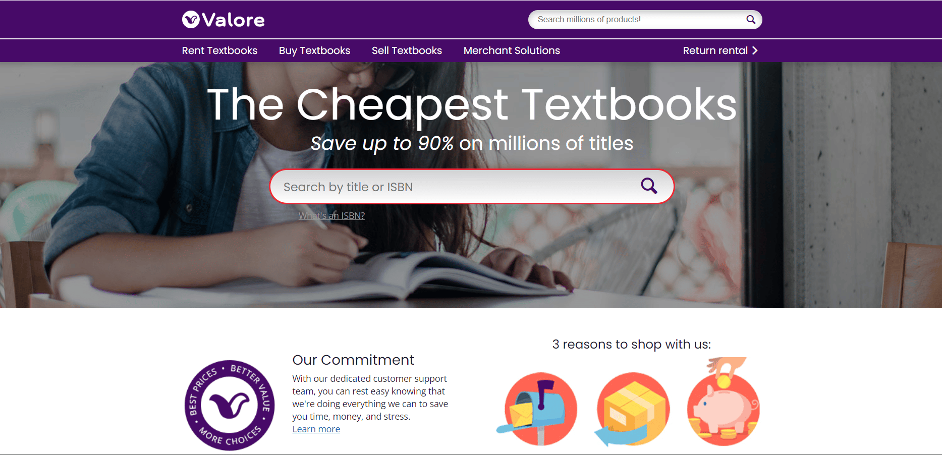 หน้าเว็บ ValoreBooks 18 เว็บไซต์ที่ดีที่สุด เช่น Chegg