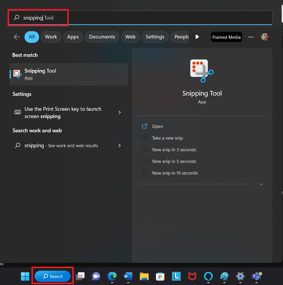 Cari alat snipping dari opsi pencarian. 9 Cara Mengatasi Snip dan Sketch Tidak Berfungsi di Windows 10 dan 11