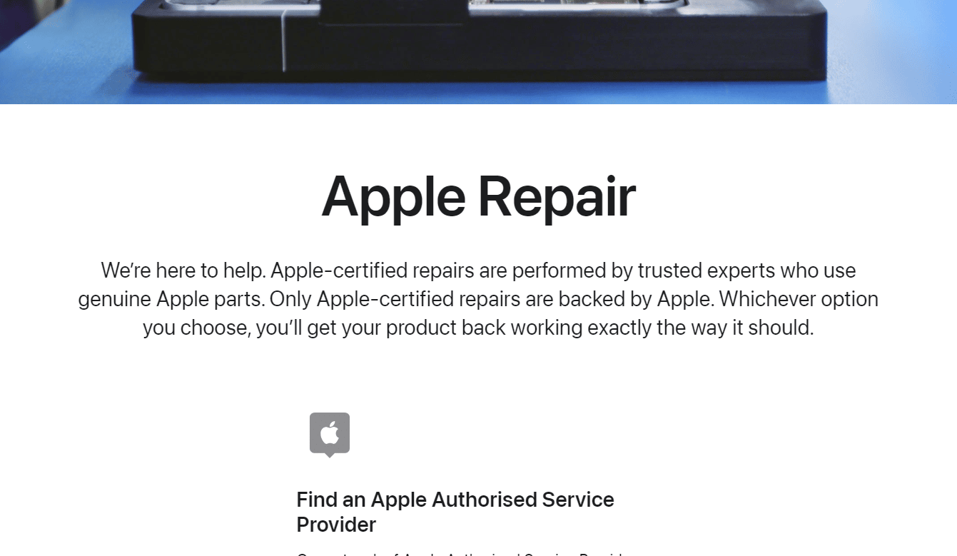 Apple Onarım sayfası