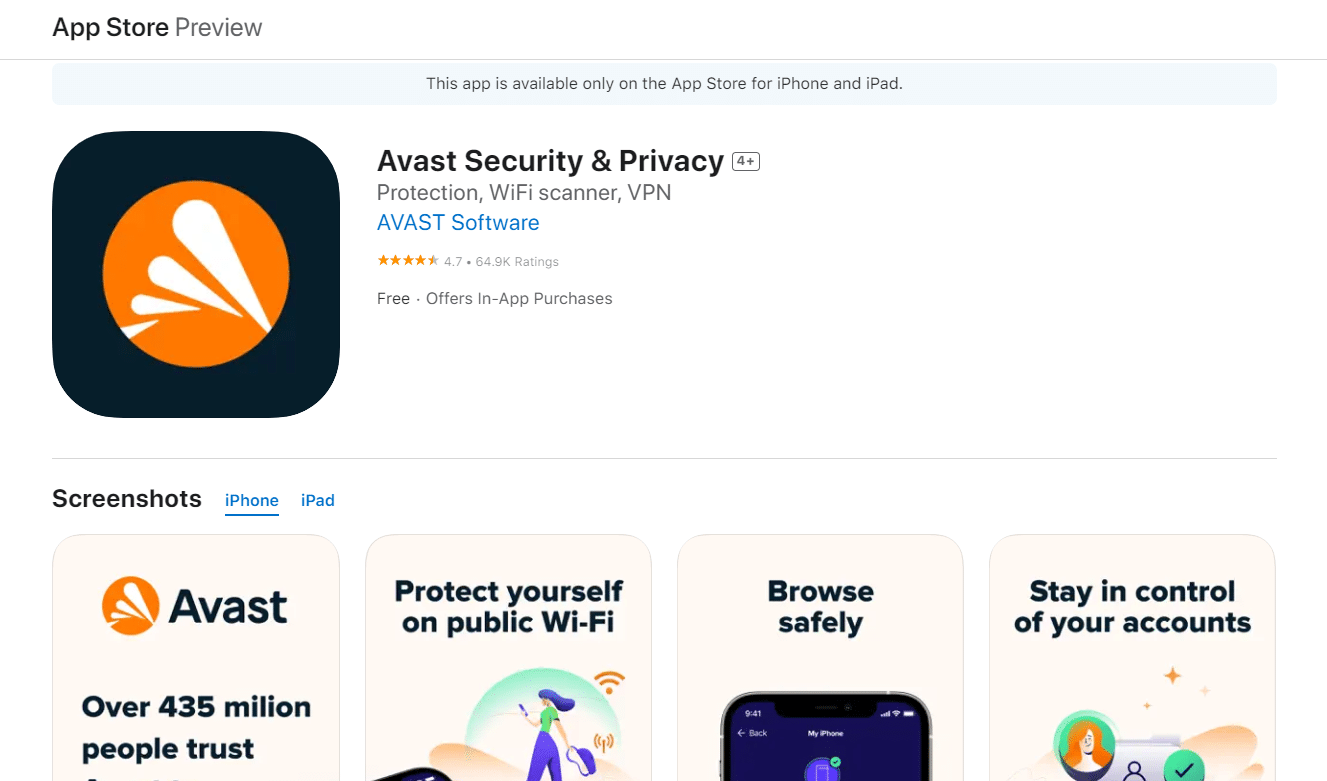 Keamanan & Privasi Avast | iPad terus mati