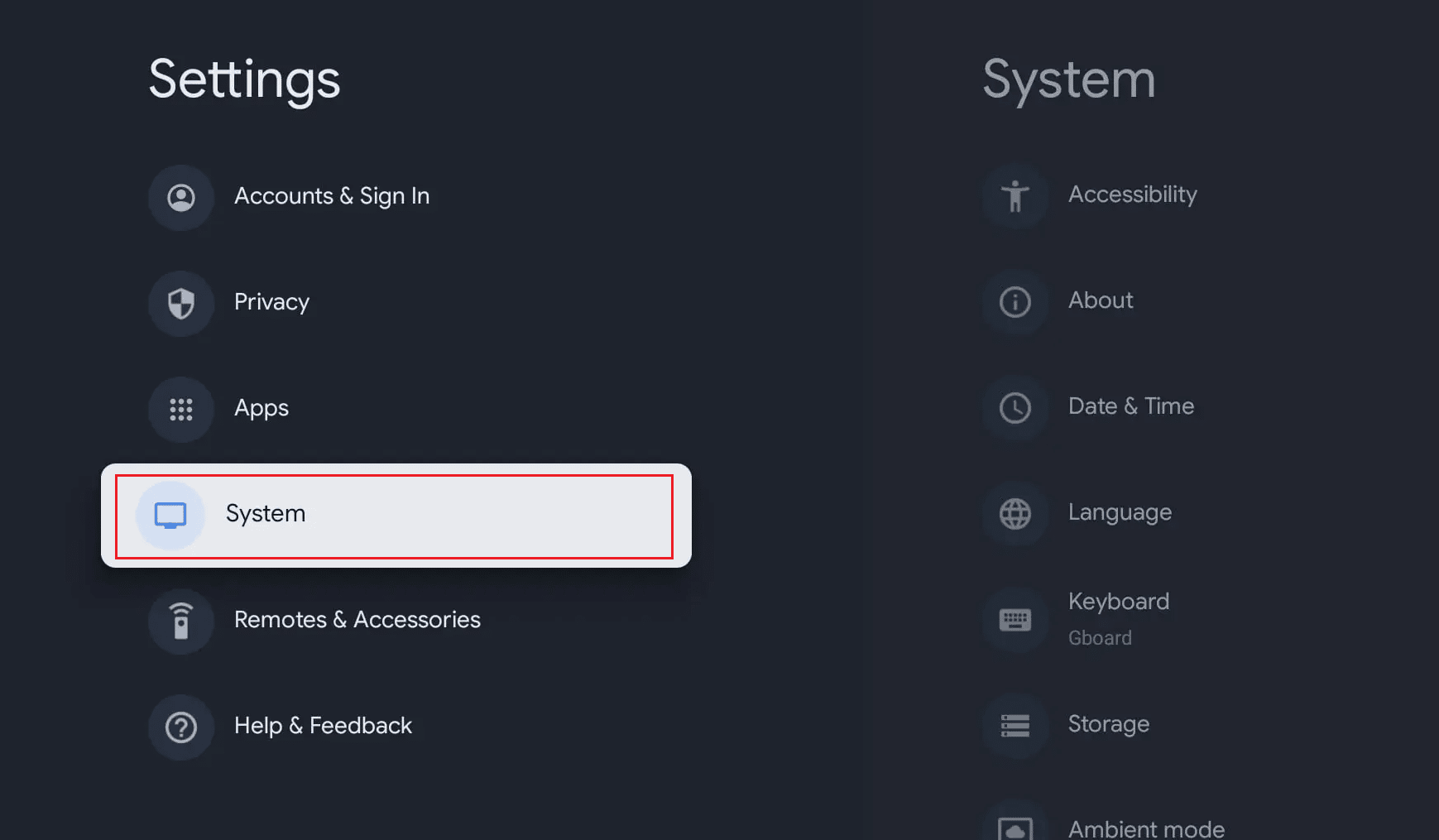 เลือกตัวเลือก ระบบ | คุณต้องอัปเกรด Chromecast หรือไม่