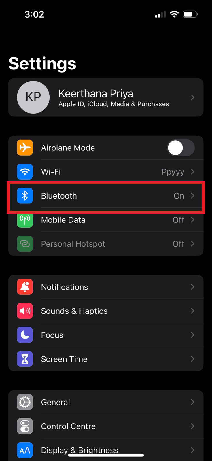 Allez dans l'option Bluetooth | Volume d'appel iPhone trop faible après la mise à jour