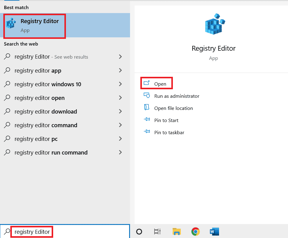 Deschideți Registry Editor