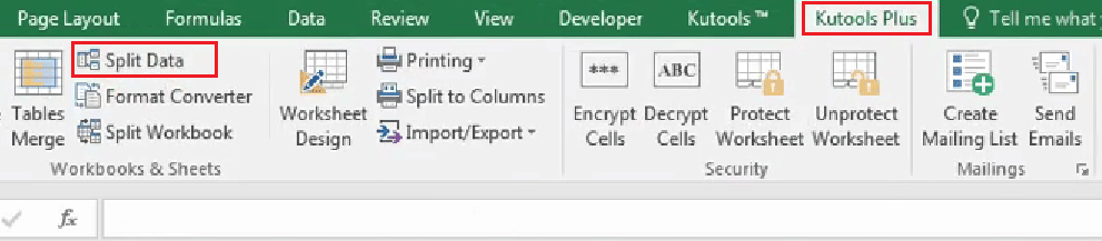 คลิกที่ Kutools Plus - แยกข้อมูล
