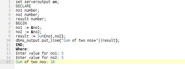 ไวยากรณ์ในการเรียกใช้ผลรวมของฟังก์ชัน