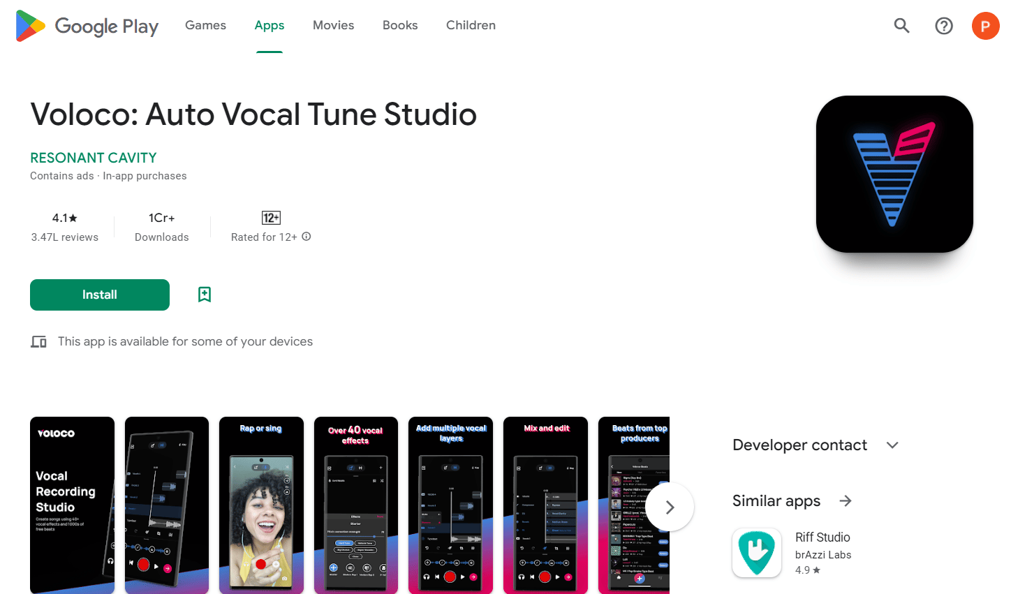 Voloco Auto Vocal Tune Studio เพลย์สโตร์