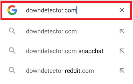 웹 브라우저로 이동하여 downdetector.com을 입력합니다.