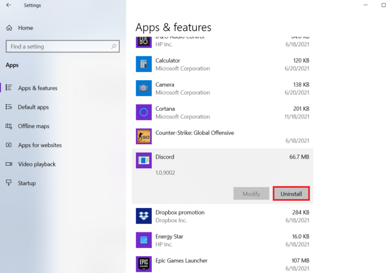 Seleccione Desinstalar. 14 formas de corregir el retraso de transmisión de Discord en Windows 10 y 11