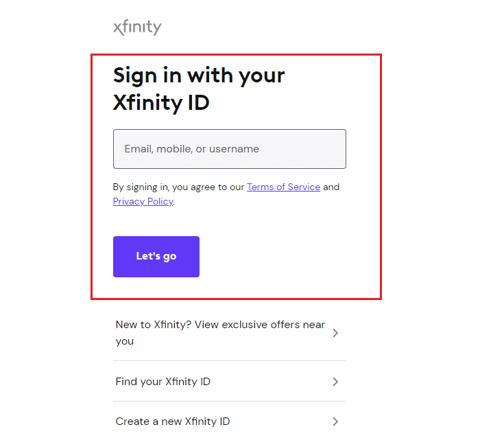 登錄 Xfinity