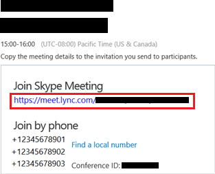 Copie o link Ingressar na reunião do Skype