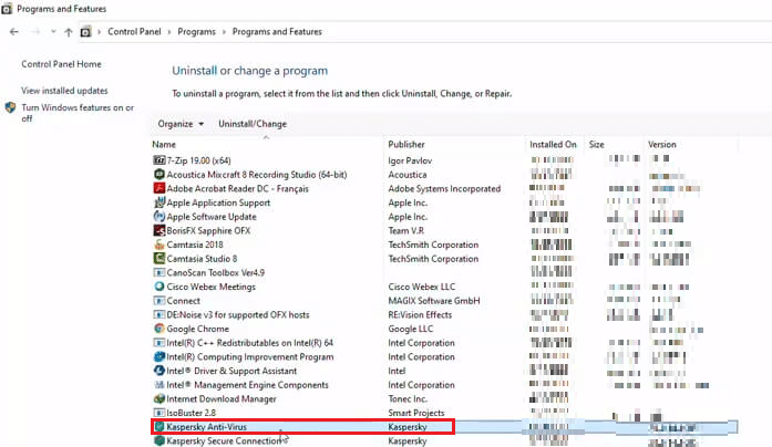 Cliquez sur Kaspersky Endpoint Security 10 pour Windows