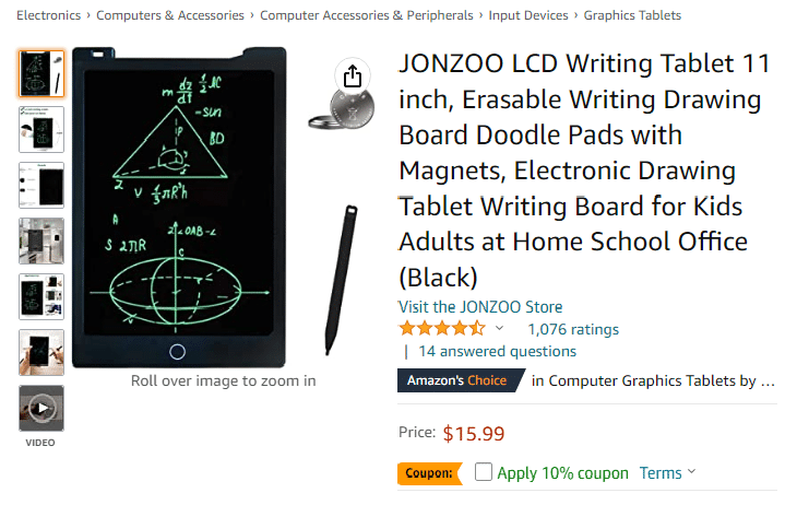 Tableta de escritura LCD JONZOO