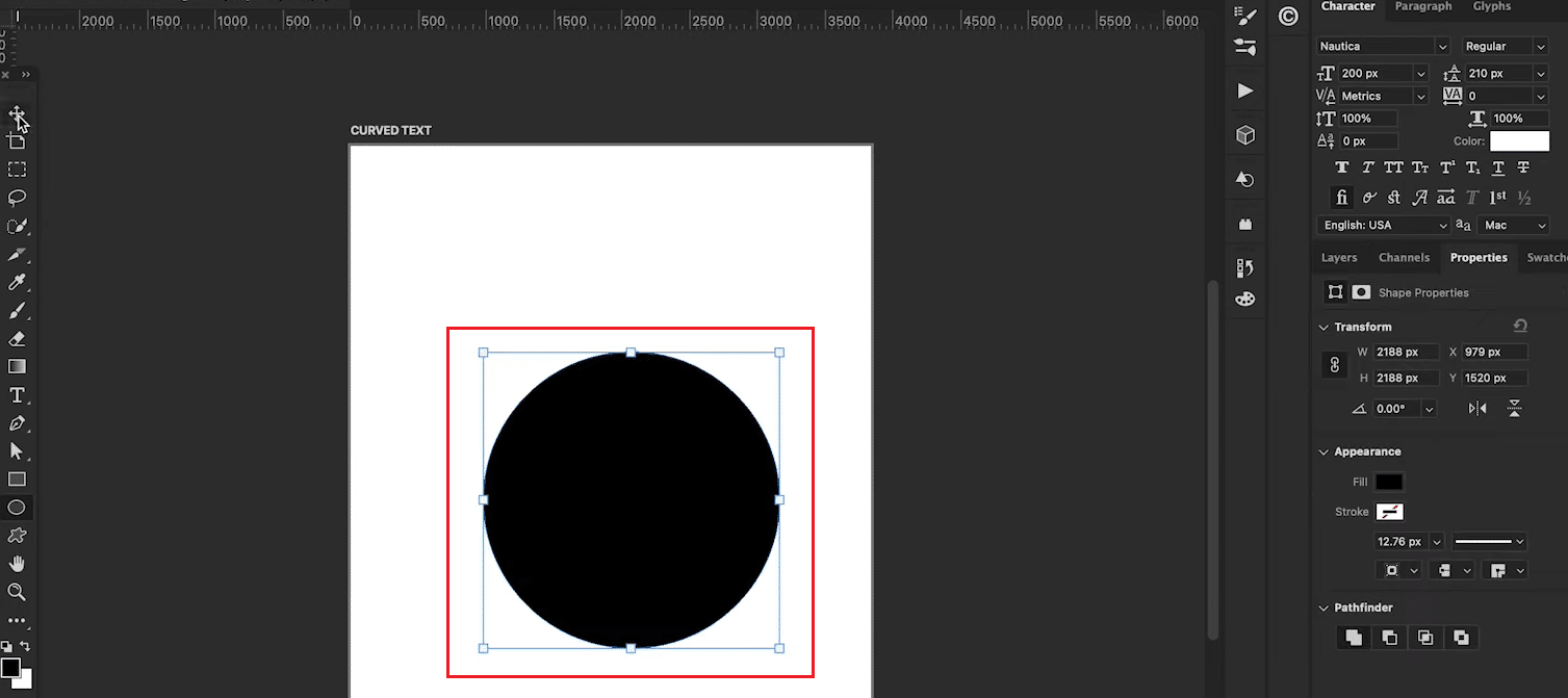 キーボードの Shift キーを押したまま、カーソルを使用して円を描きます