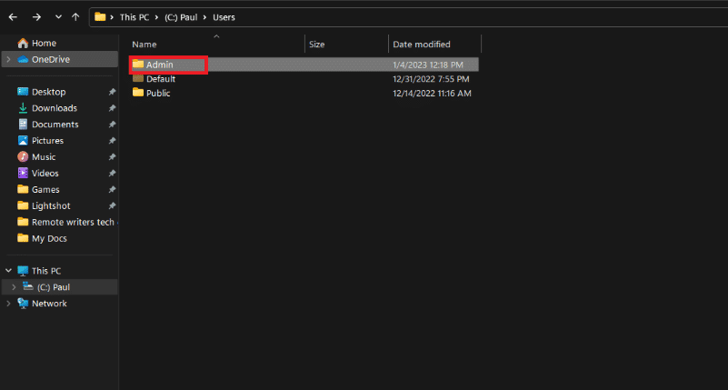 Buka folder dengan nama pengguna Windows