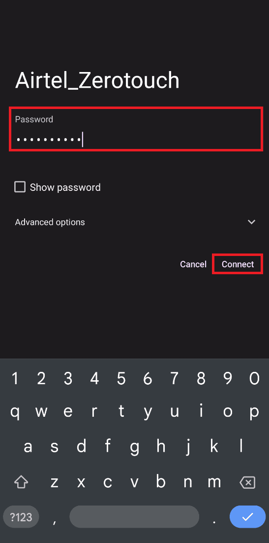 แตะที่การเชื่อมต่อ Wi Fi เพิ่มรหัสผ่าน แล้วแตะที่เชื่อมต่อเพื่อสลับ