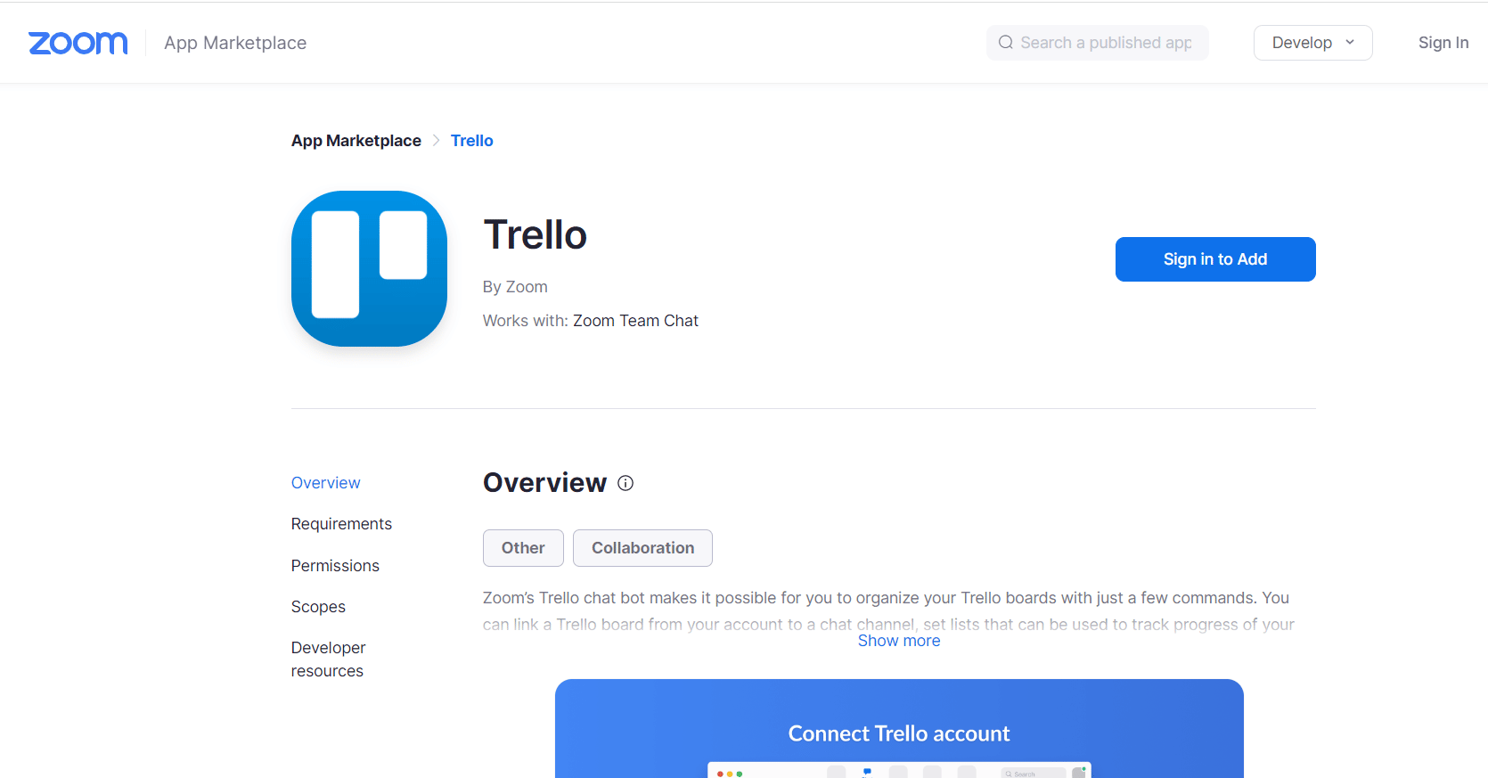 หน้าเว็บอย่างเป็นทางการของ Trello