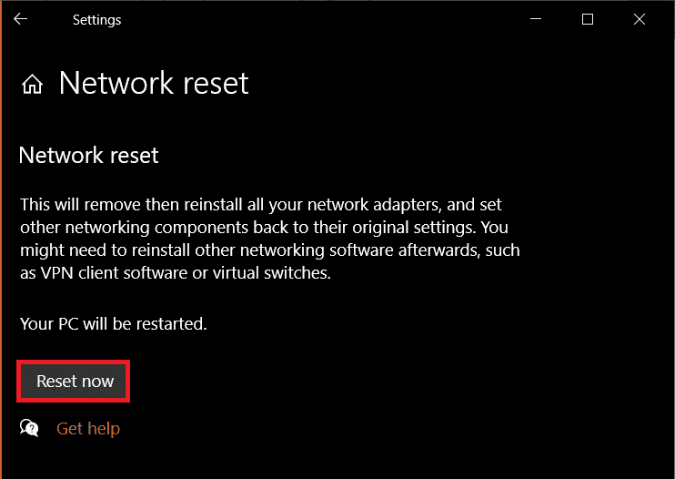 Klicken Sie unter Netzwerk-Reset auf Jetzt zurücksetzen. 9 Möglichkeiten zur Behebung des Xbox Game Pass-Installationsfehlers 0x800700e9 auf dem PC