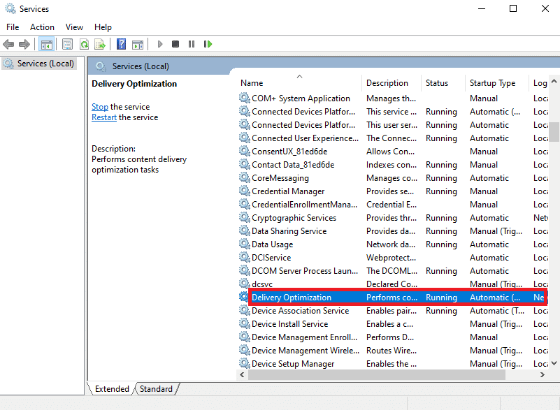 temukan layanan Pengoptimalan Pengiriman. 9 Cara Memperbaiki Error Instal Xbox Game Pass 0x800700e9 di PC