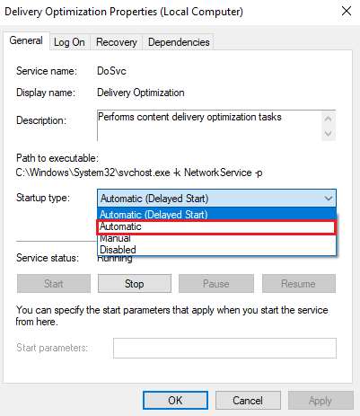 localize a inicialização e selecione Automático