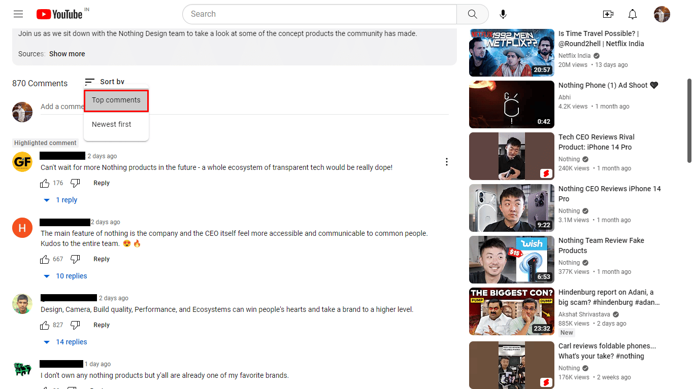 Cele mai bune comentarii au evidențiat YouTube