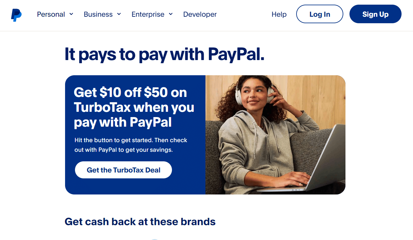 PayPal web sitesi