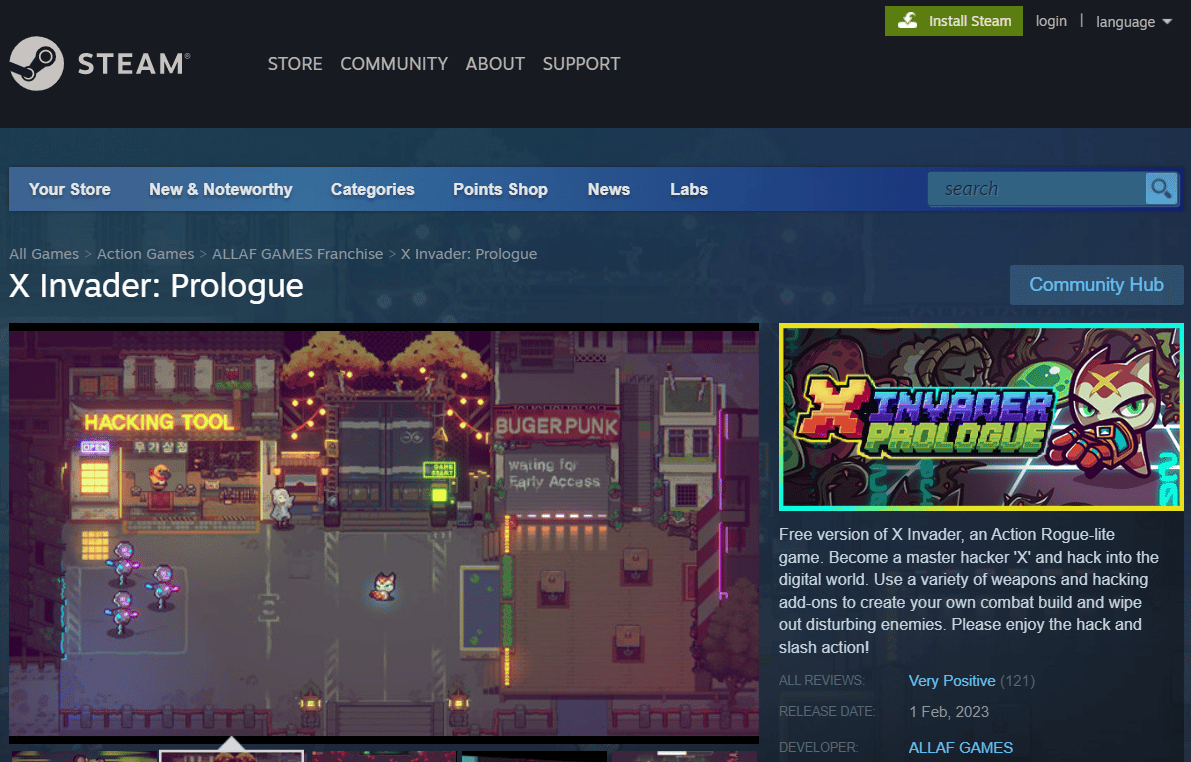 Steam-Seite von X Invader Prolog