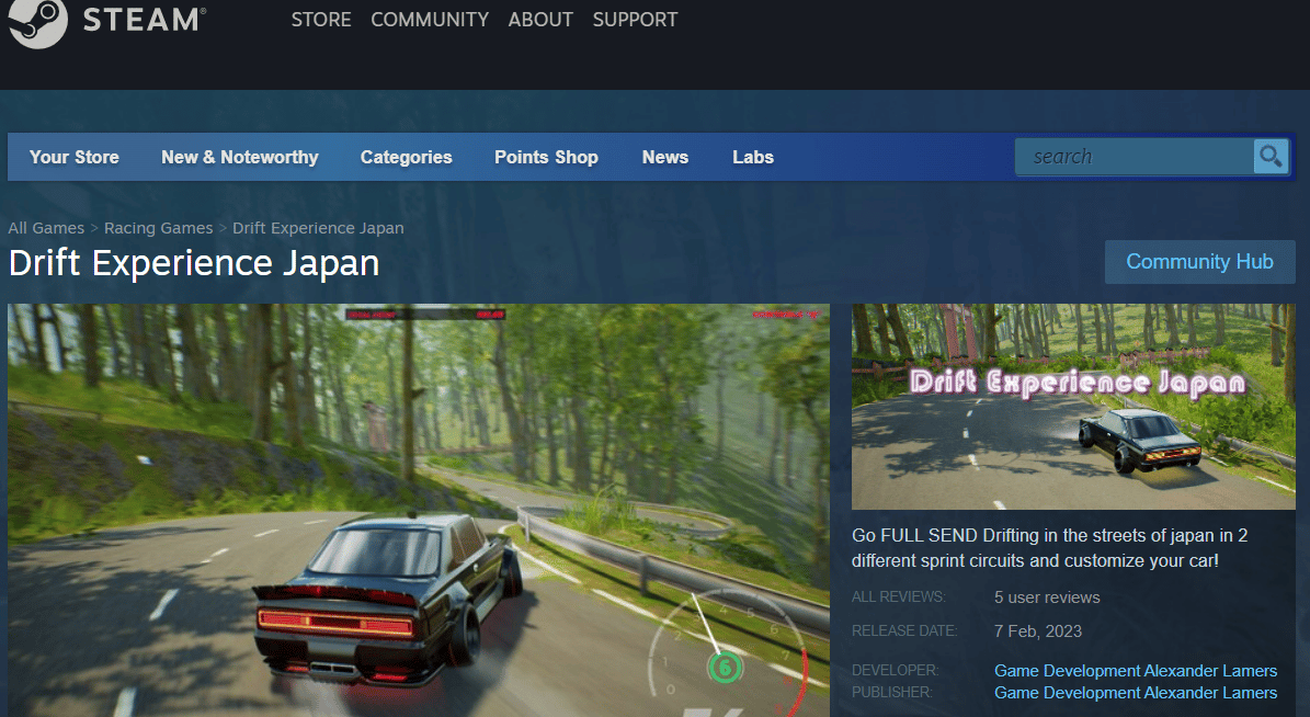 strona parowa Drift Experience Japan | popularne darmowe nowości na Steamie