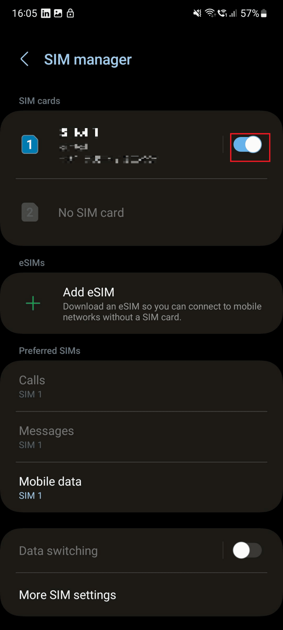 قم بإيقاف تشغيل SIM S21