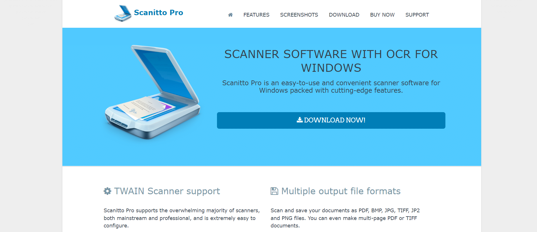 Scanitto Pro 网页。适用于 Windows 10 的 19 种最佳扫描仪软件