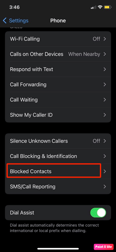 appuyez sur les contacts bloqués