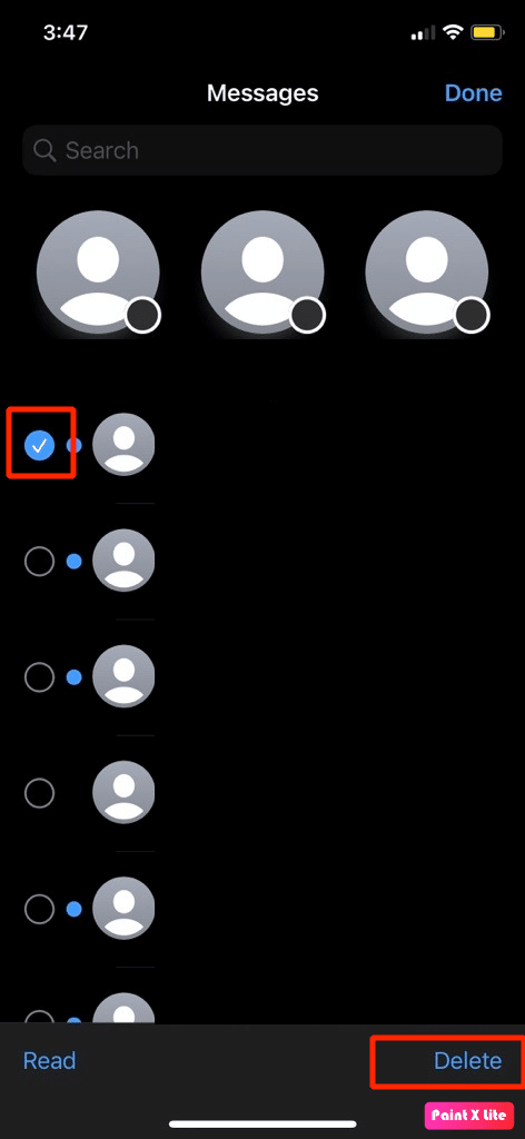 appuyez sur l'option de suppression