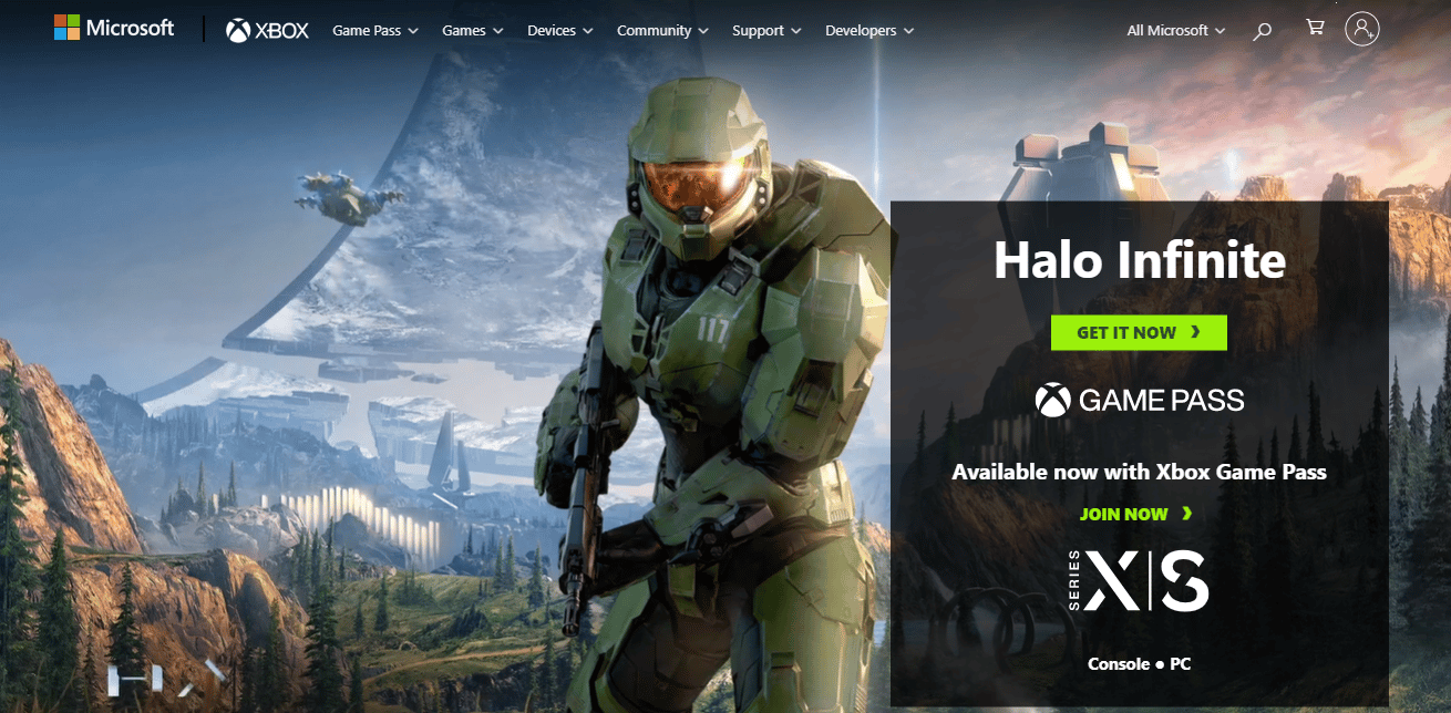 หน้าผ่านเกม Halo Infinite Xbox