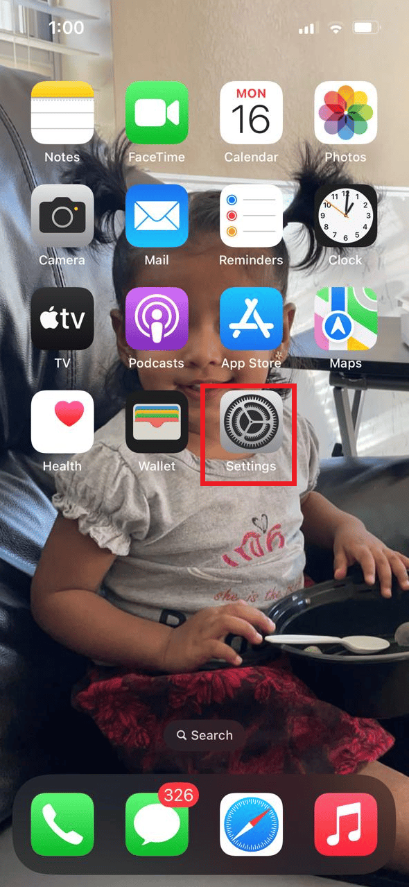 iPhoneで設定を開く