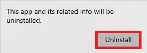 [アンインストール] をもう一度クリックして、アクションを確認します