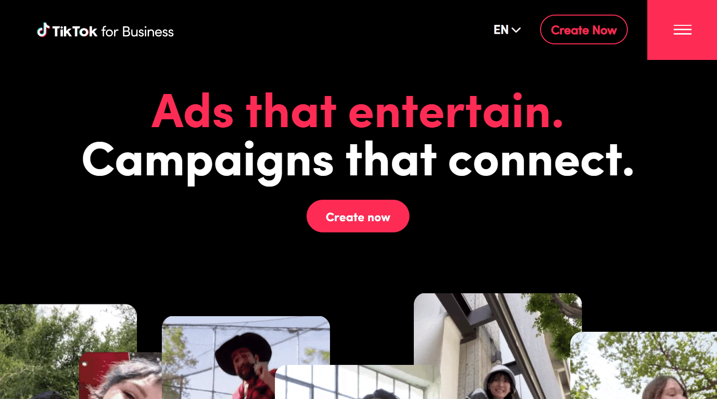 TikTok Ads Business-Seite