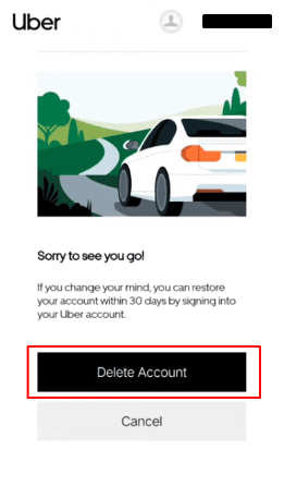 Agora toque em Excluir conta para finalmente excluir sua conta Uber. | Como criar várias contas Uber