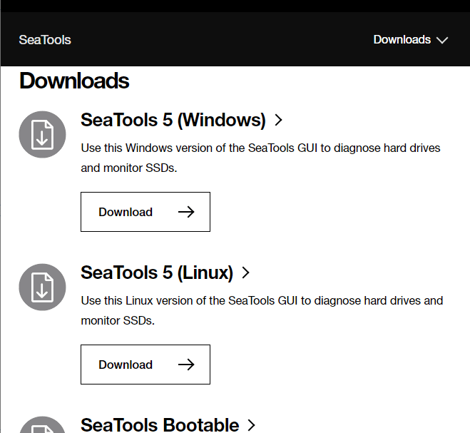 Seagate SeaTools ist ein beliebtes Programm zum Testen von Festplatten