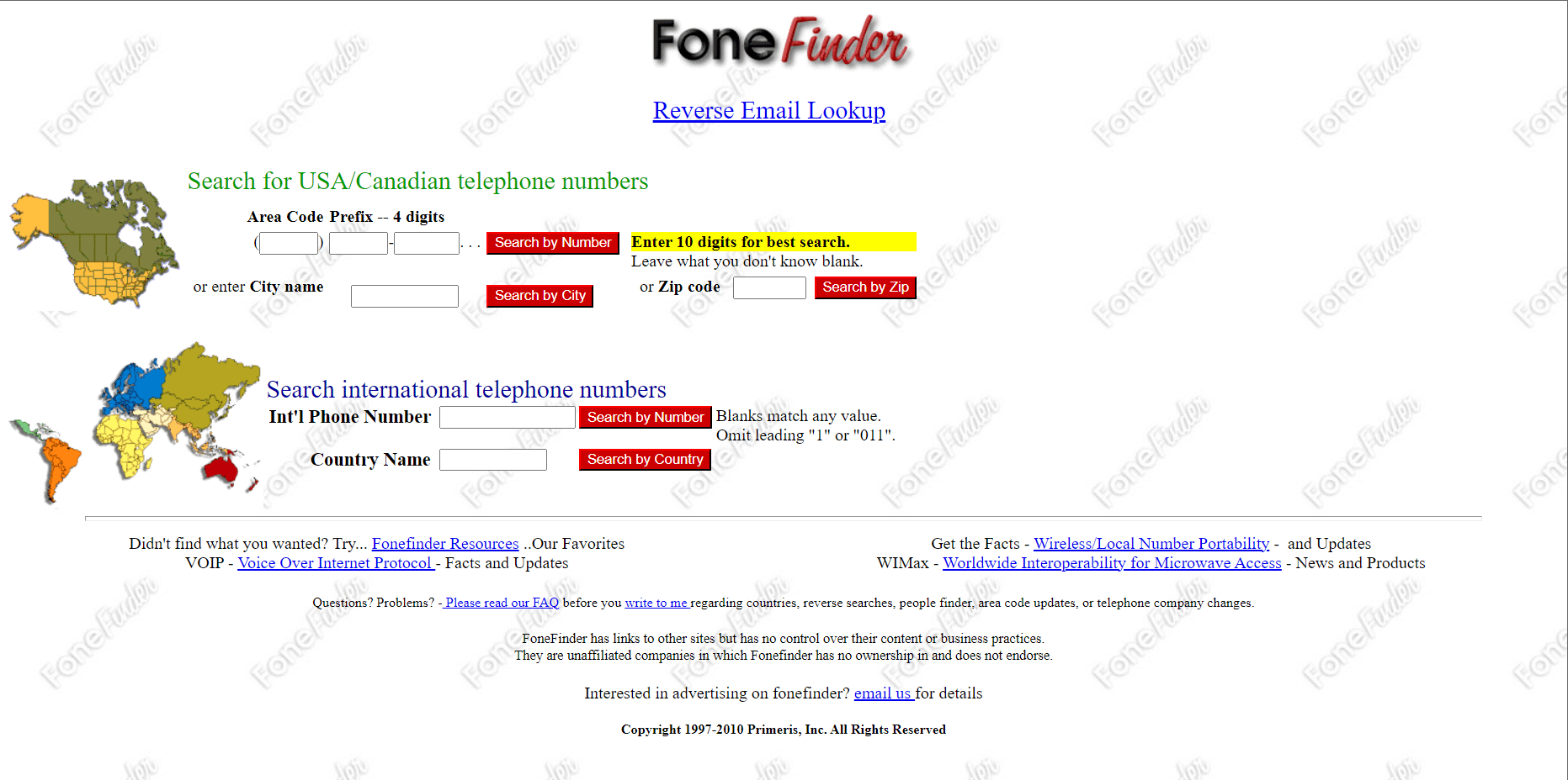 Foneファインダーのウェブサイト