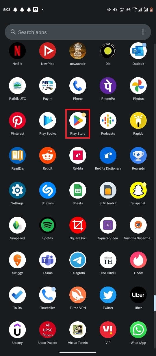 Ouvrez le Play Store depuis le menu du téléphone