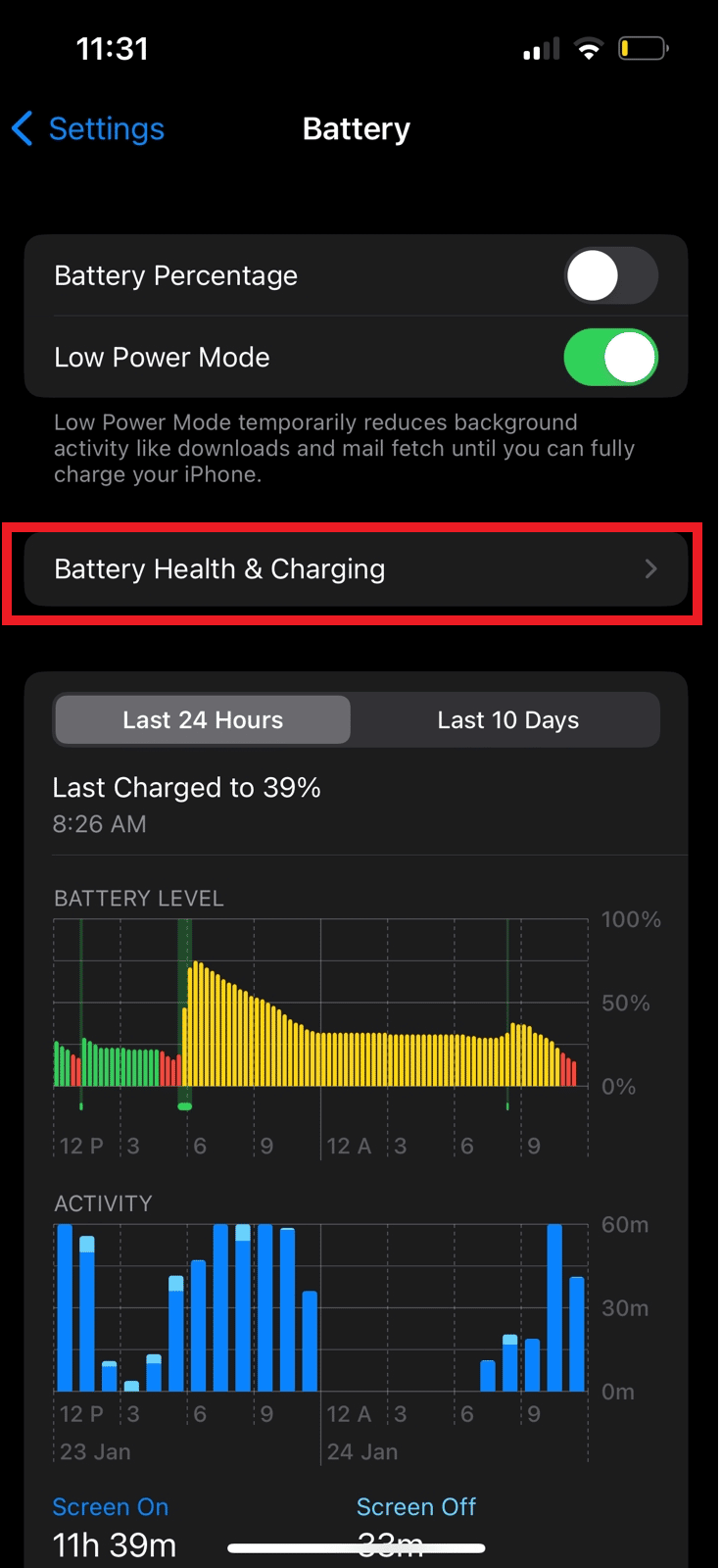 حدد Battery Health. 11 طريقة لإصلاح عدم عمل Twitter على Android و iPhone