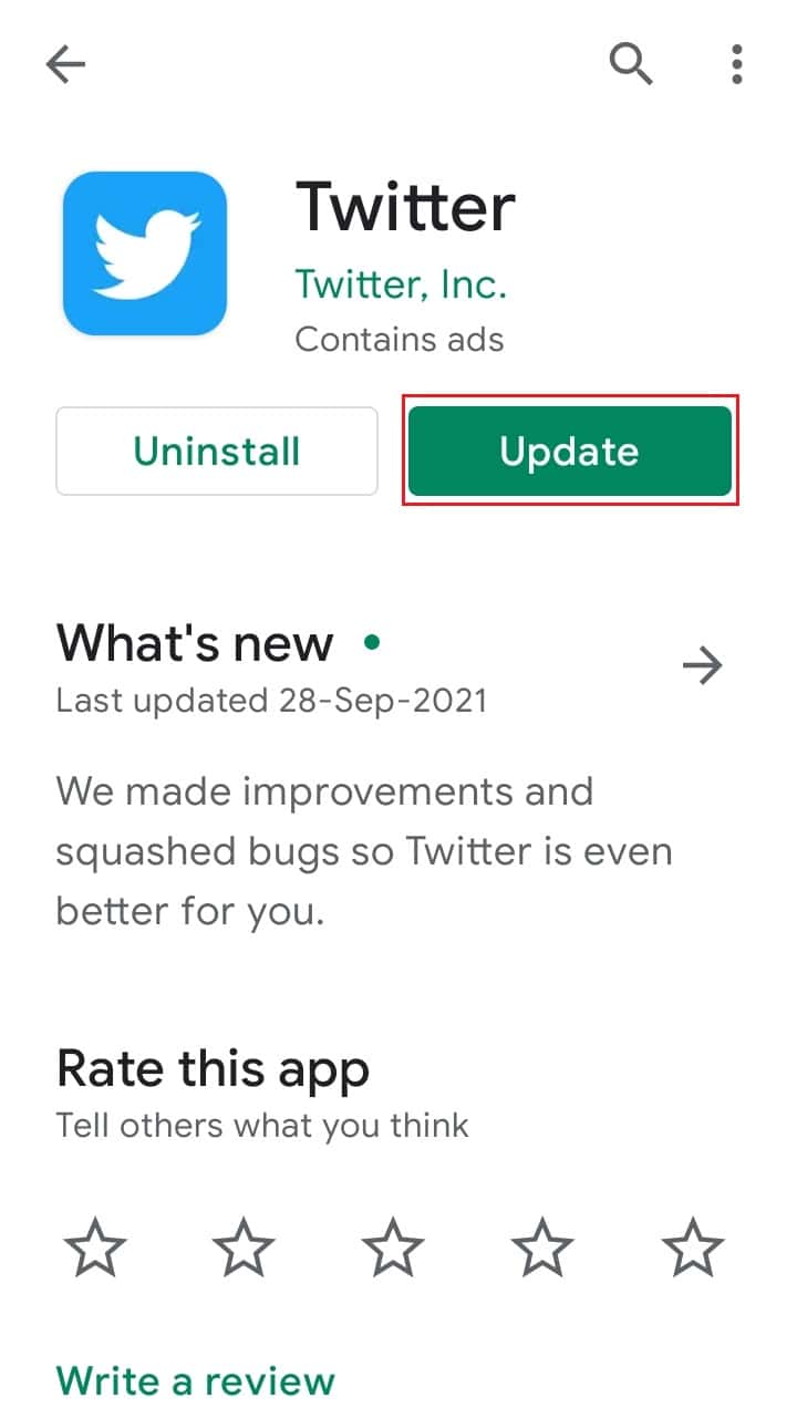 perbarui aplikasi twitter di Android